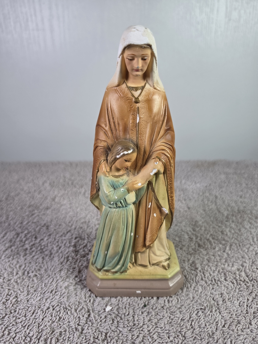 Religious Home Art Statue in Brown and Green - Brand Unmarked